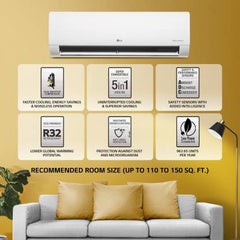 LG 3 Star Split Dual Inverter Convertible 5-in-1 Cooling HD Filter with Anti-Virus Protection AC - White