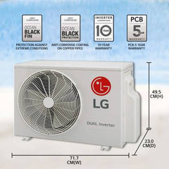 LG 3 Star Split Dual Inverter Convertible 5-in-1 Cooling HD Filter with Anti-Virus Protection AC - White