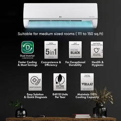 LG Super Convertible 5-in-1 Cooling, 2023 Model  3 Star Split Dual Inverter HD Filter with Anti-Virus Protection AC
