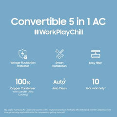 SAMSUNG Convertible 5-in-1 Cooling 2023 Model 1.5 Ton 3 Star Split Inverter Wind Free AC with Wi-fi Connect