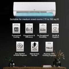 LG AI Convertible 6-in-1 Cooling 2023 Model 3 Star Split AI Dual Inverter 2 Way Swing, HD Filter with Anti-Virus Protection AC