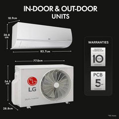LG AI Convertible 6-in-1 Cooling 2023 Model 3 Star Split AI Dual Inverter 2 Way Swing, HD Filter with Anti-Virus Protection AC